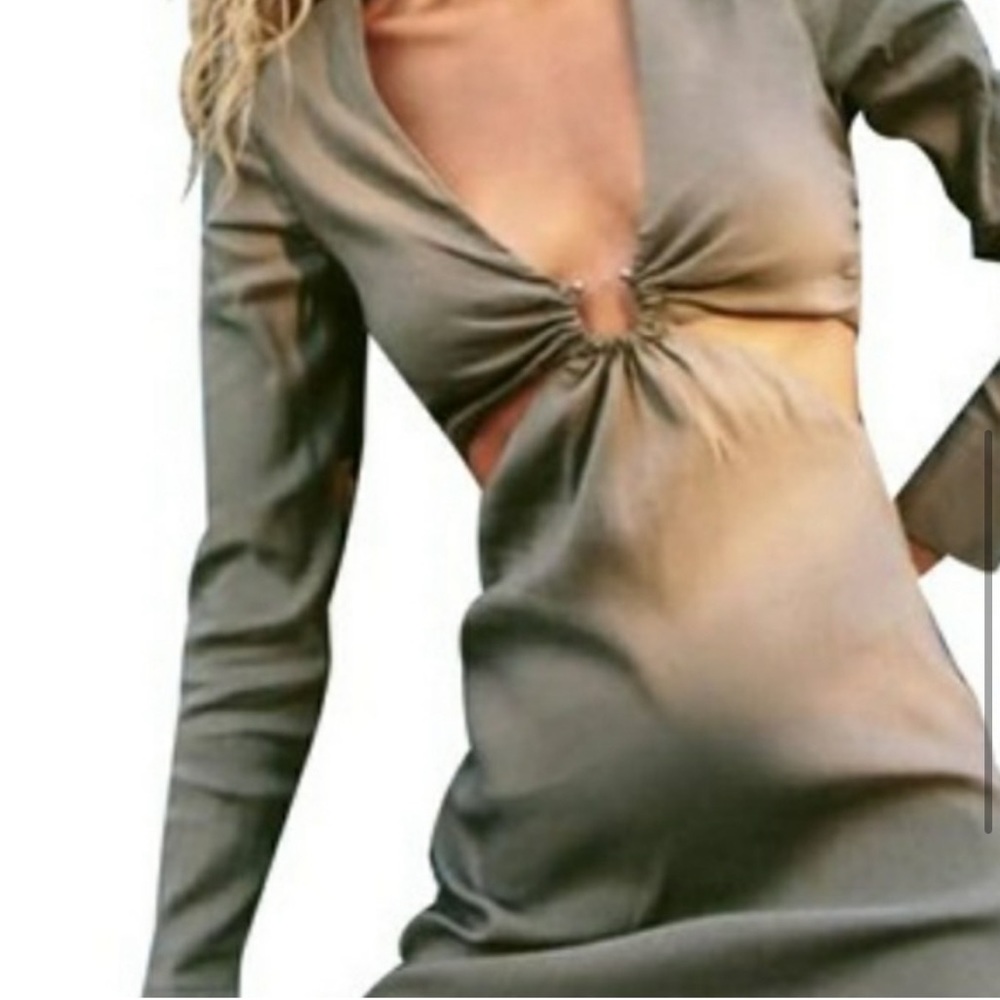 Zara green cut out dress